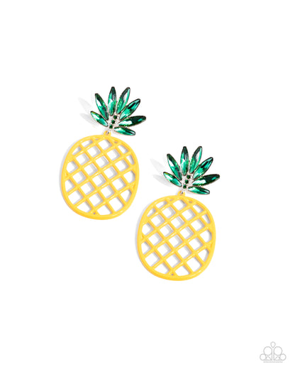 Paparazzi Earrings - Pineapple Passion - Yellow