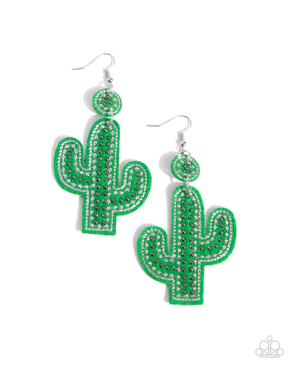 Paparazzi Earrings - Cactus Cameo - Green