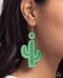 Paparazzi Earrings - Cactus Cameo - Green