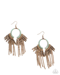 Paparazzi Earrings - Free-Spirited Fringe - Green***Coming Soon***