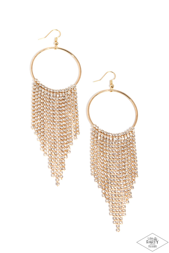 Paparazzi Earrings - Streamlined Shimmer - Gold - Pink Diamond