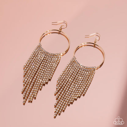 Paparazzi Earrings - Streamlined Shimmer - Gold - Pink Diamond