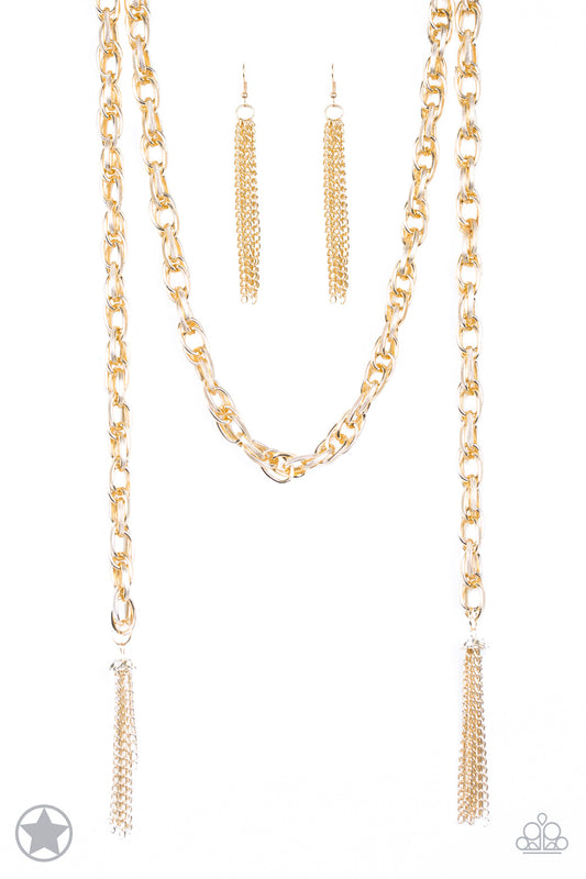 Paparazzi Blockbuster Necklace - SCARFed for Attention - Gold