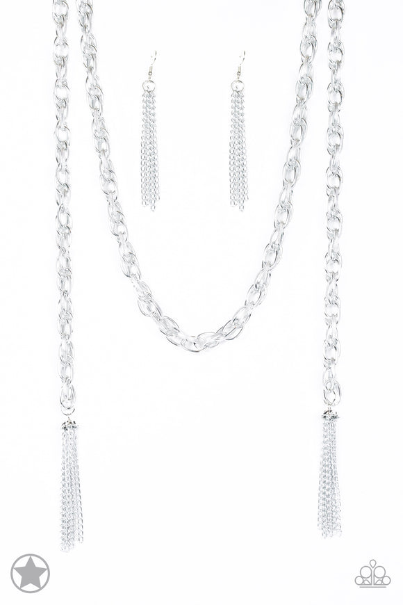 Paparazzi Blockbuster Necklace - SCARFed for Attention - Silver