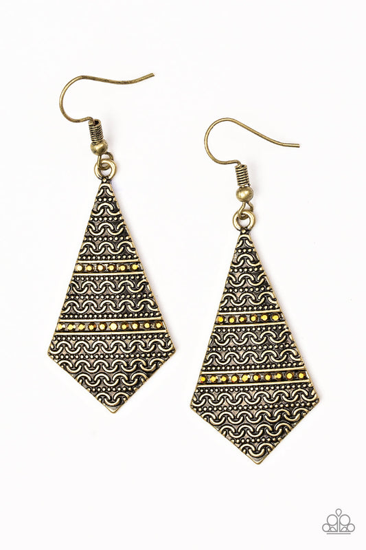 Paparazzi Earrings - Terra Trending - Brass