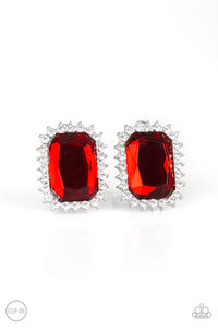 Paparazzi Earrings - Downtown Dapper - Red Clip-On