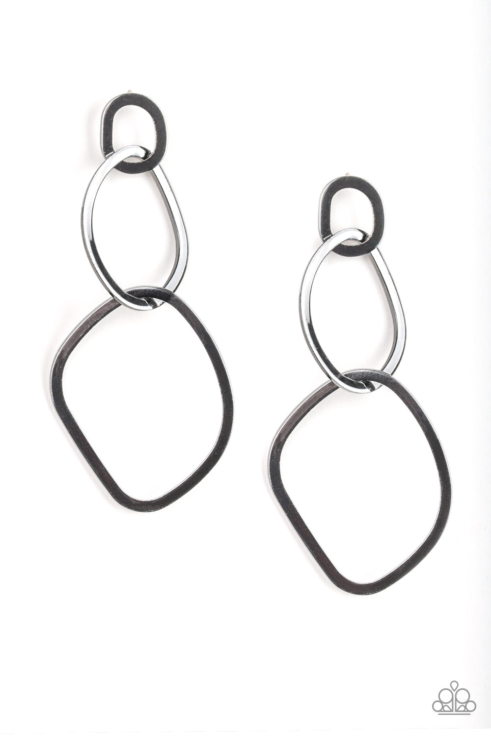 Paparazzi Gunmetal Earrings - Twisted Trio - Black