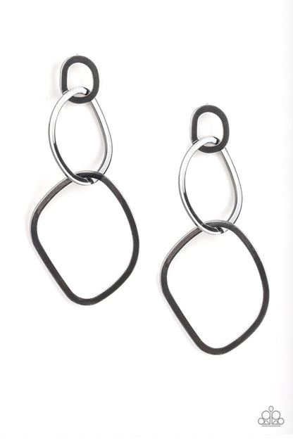 Paparazzi Gunmetal Earrings - Twisted Trio - Black