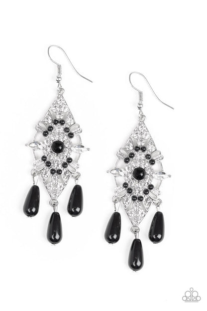 Paparazzi Earrings - Majestic Mood - Black