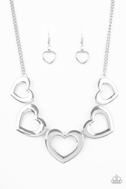 Paparazzi Necklace - Hearty Hearts - Silver