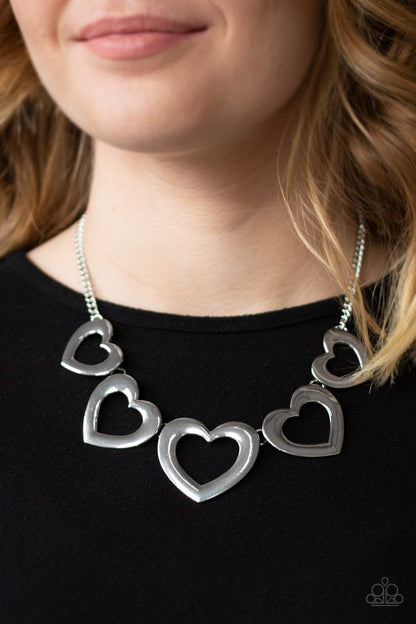 Paparazzi Necklace - Hearty Hearts - Silver