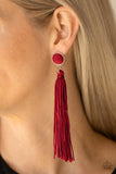 Paparazzi Earrings - Tightrope Tassel - Red