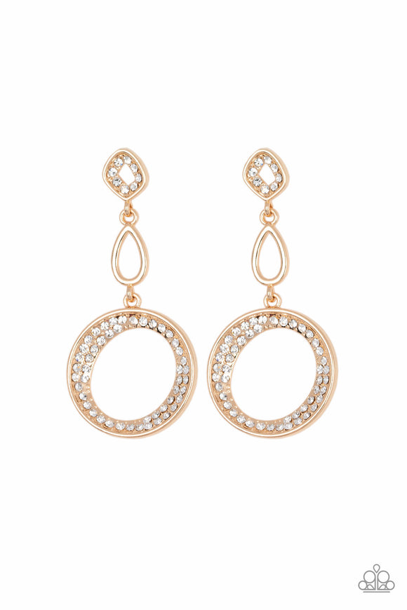 Paparazzi Earrings - On The Glamour Scene - Gold
