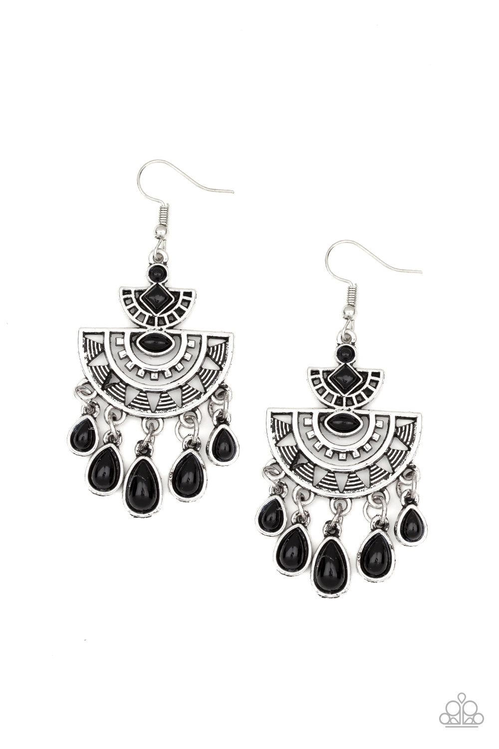 Paparazzi Earrings -   SOL Searching - Black