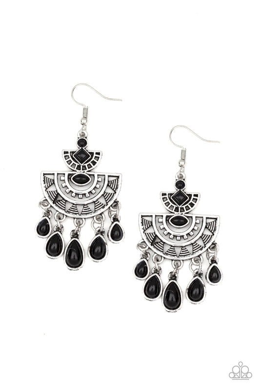 Paparazzi Earrings -   SOL Searching - Black