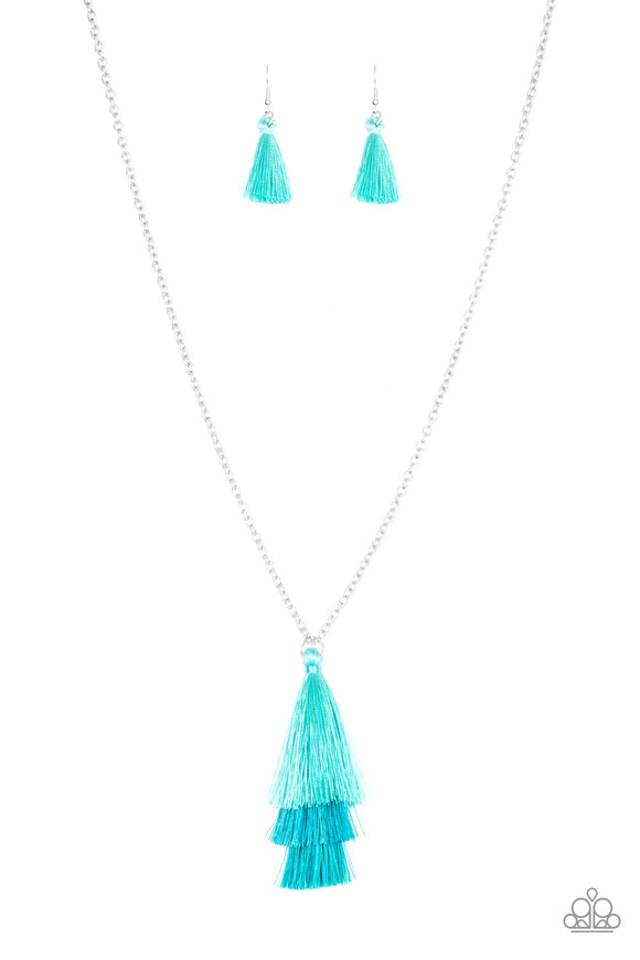 Paparazzi Necklace - Triple The Tassel - Blue