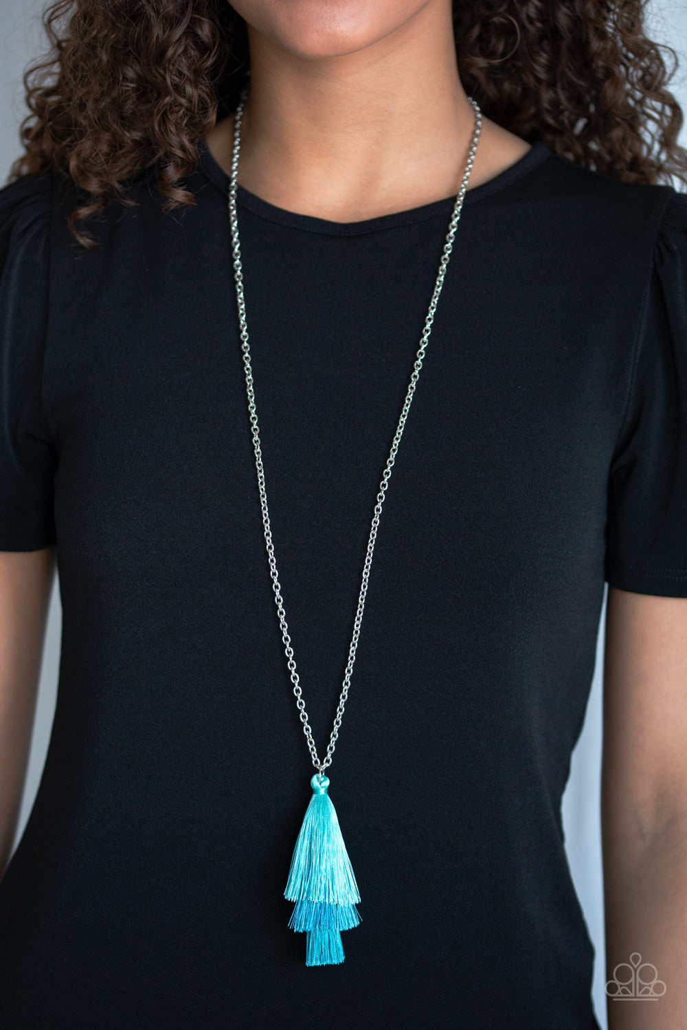 Paparazzi Necklace - Triple The Tassel - Blue