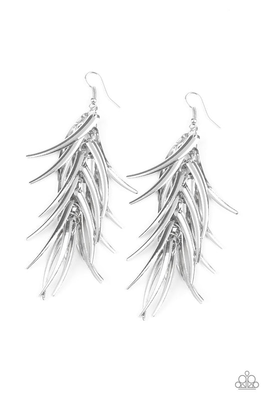 Paparazzi Earrings -   Tasseled Talons - Silver