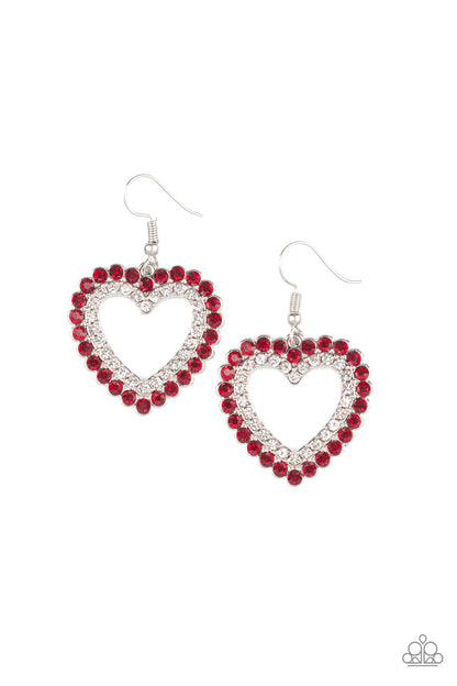 Paparazzi Earrings - High School Sweethearts - Red