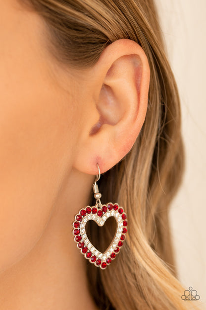 Paparazzi Earrings - High School Sweethearts - Red