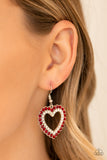 Paparazzi Earrings - High School Sweethearts - Red