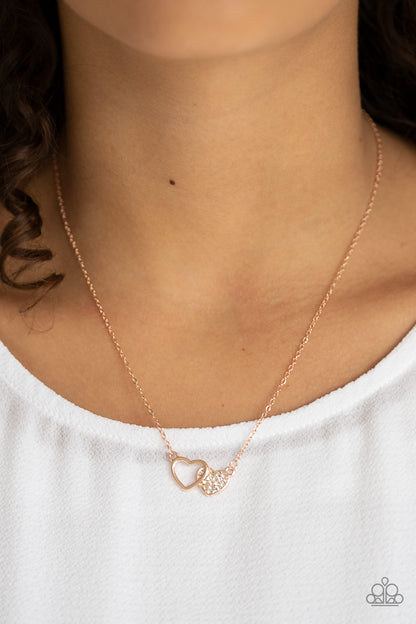 Paparazzi Necklace - Charming Couple - Rose Gold