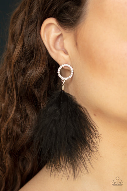 Paparazzi Earrings - BOA Down - Black