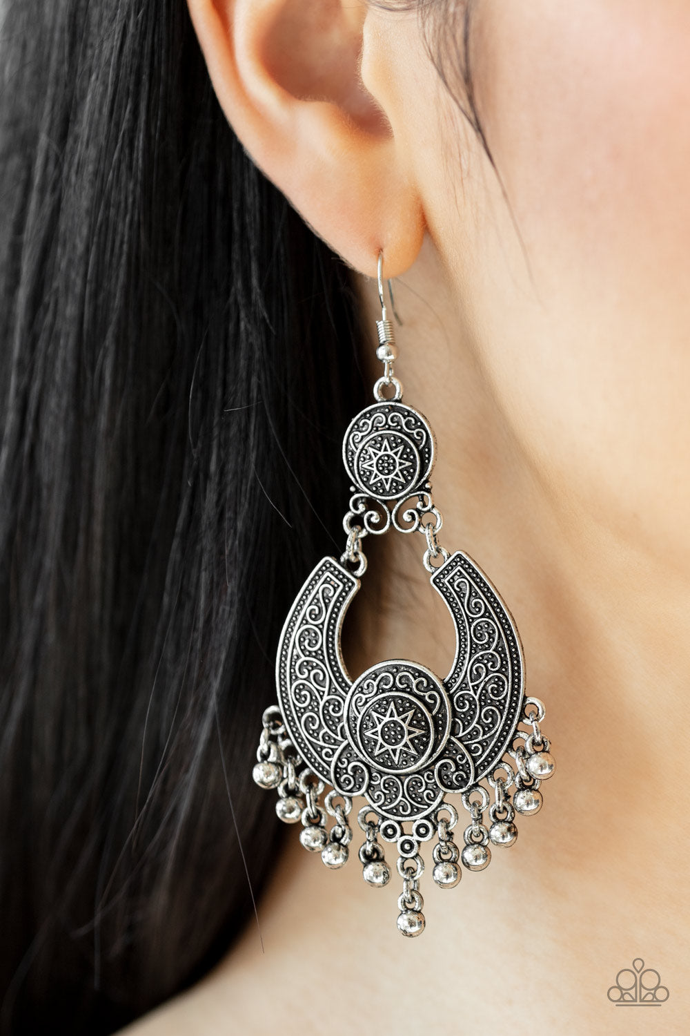 Paparazzi Earrings - Sunny Chimes - Silver