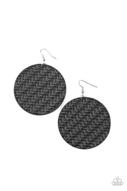 Paparazzi Earrings - Plaited Plains - Black