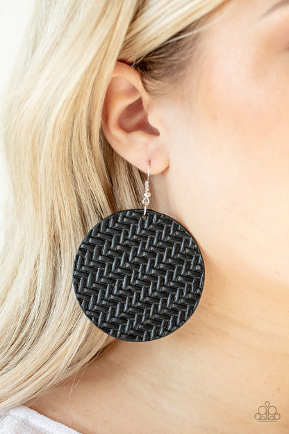 Paparazzi Earrings - Plaited Plains - Black