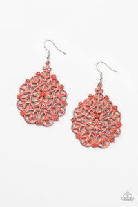 Paparazzi Earrings - Floral Affair - Orange