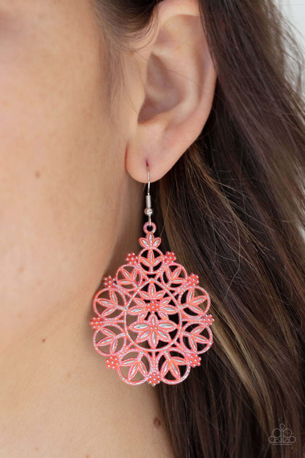 Paparazzi Earrings - Floral Affair - Orange