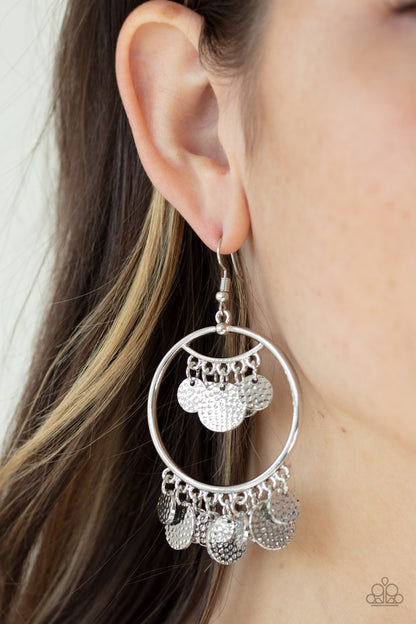 Paparazzi Earrings - All-CHIME High - Silver