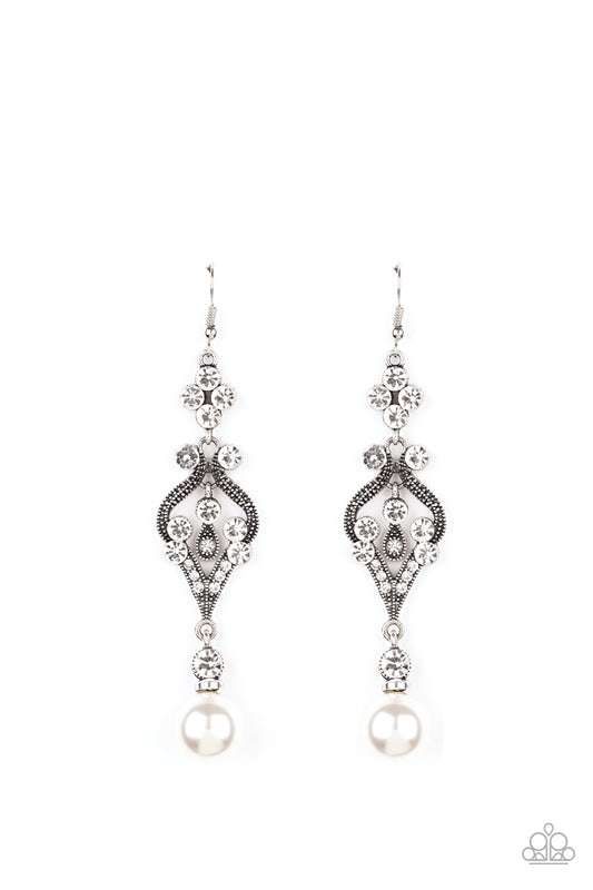 Paparazzi Earrings - Elegantly Extravagant - White