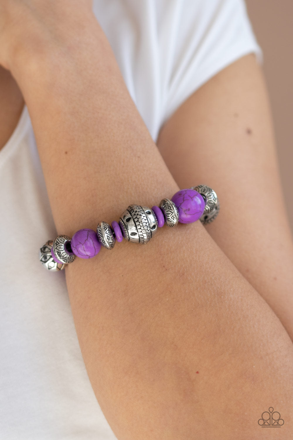 Paparazzi Bracelet - Majestic Masonry - Purple