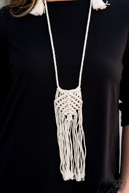 Paparazzi Necklace - Macrame Mantra - White