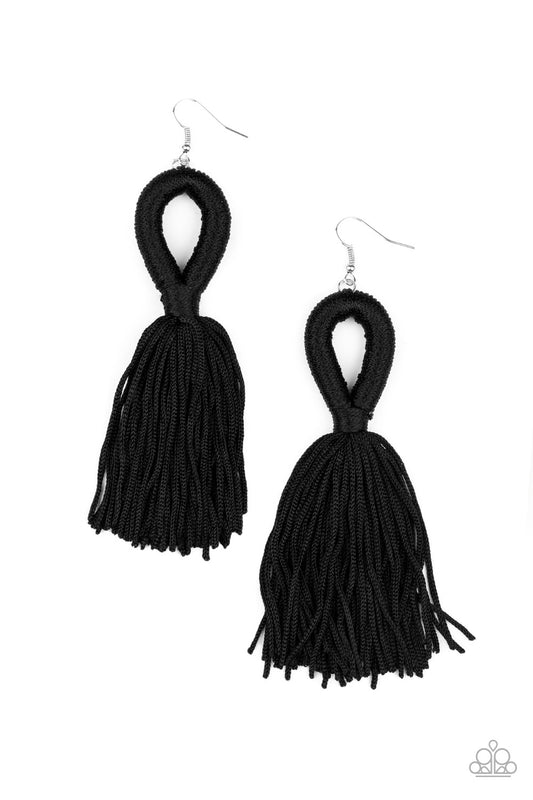 Paparazzi Earrings - Tassels and Tiaras - Black