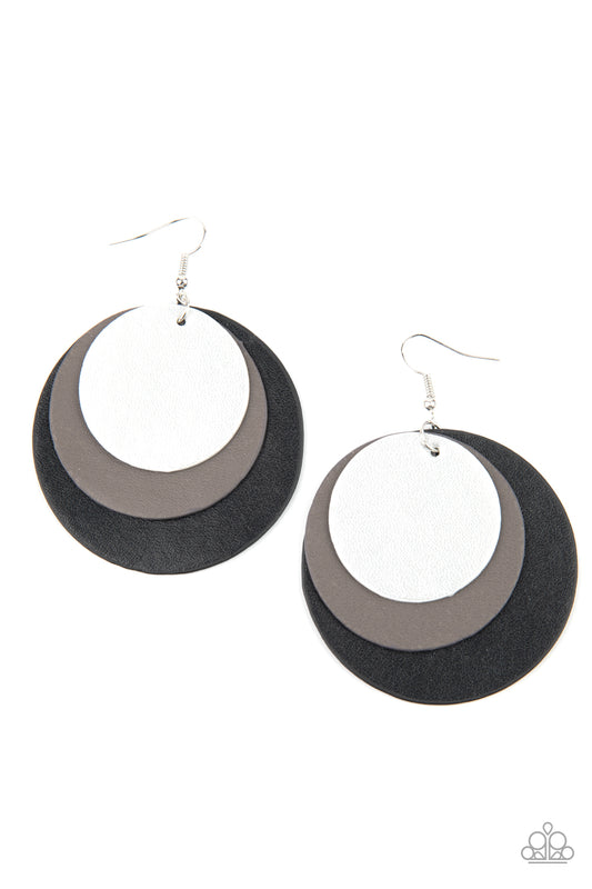 Paparazzi Earrings - LEATHER Forecast - Black