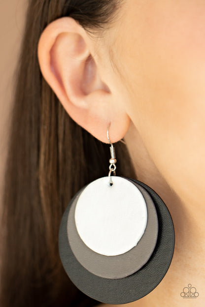 Paparazzi Earrings - LEATHER Forecast - Black