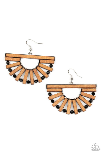 Paparazzi Earrings - Wooden Wonderland - Black