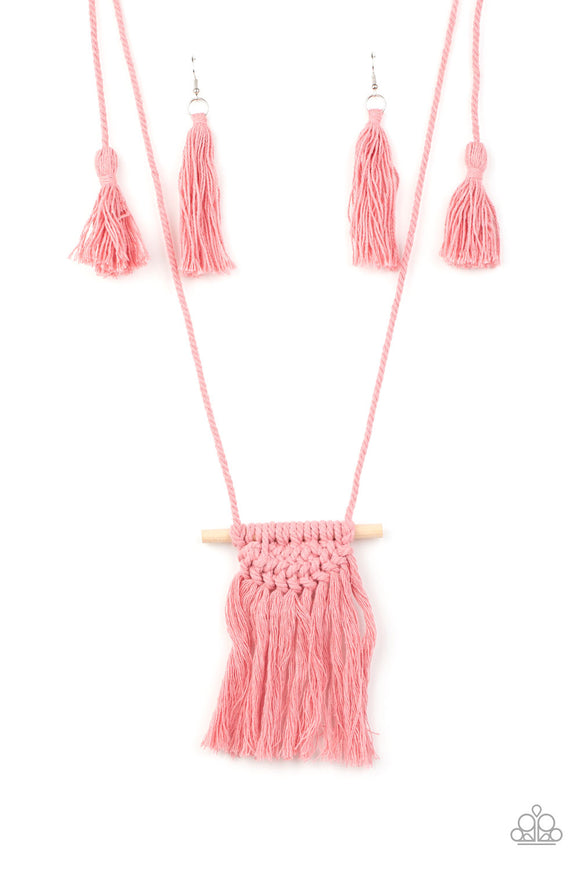 Paparazzi Necklace - Between You and MACRAME - Pink