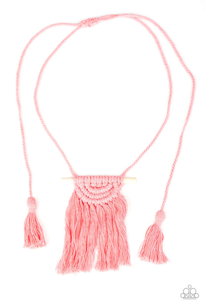 Paparazzi Necklace - Between You and MACRAME - Pink