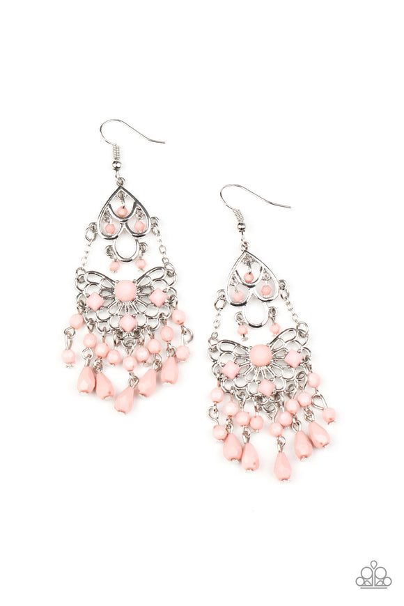 Paparazzi Earrings - Glass Slipper Glamour - Pink