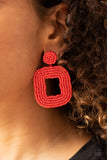 Paparazzi Earrings - Beaded Bella - Red