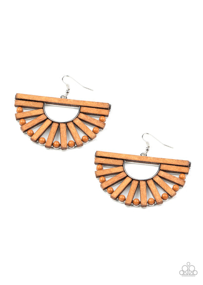 Paparazzi Earrings - Wooden Wonderland - Brown