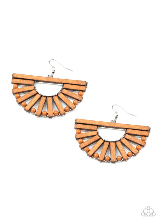 Paparazzi Earrings - Wooden Wonderland - Brown