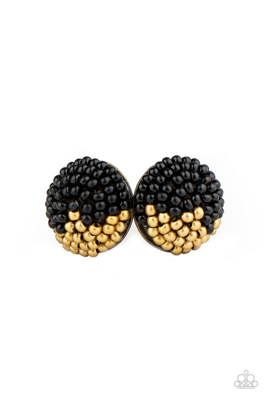 Paparazzi Earrings - As Happy As Can BEAD - Black