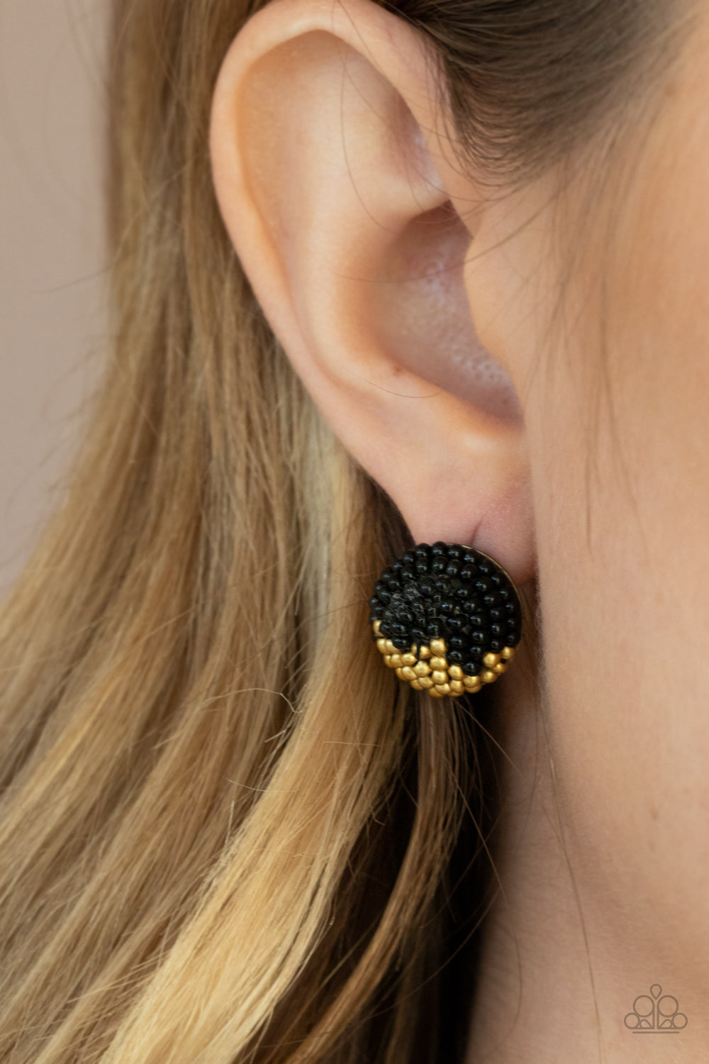 Paparazzi Earrings - As Happy As Can BEAD - Black