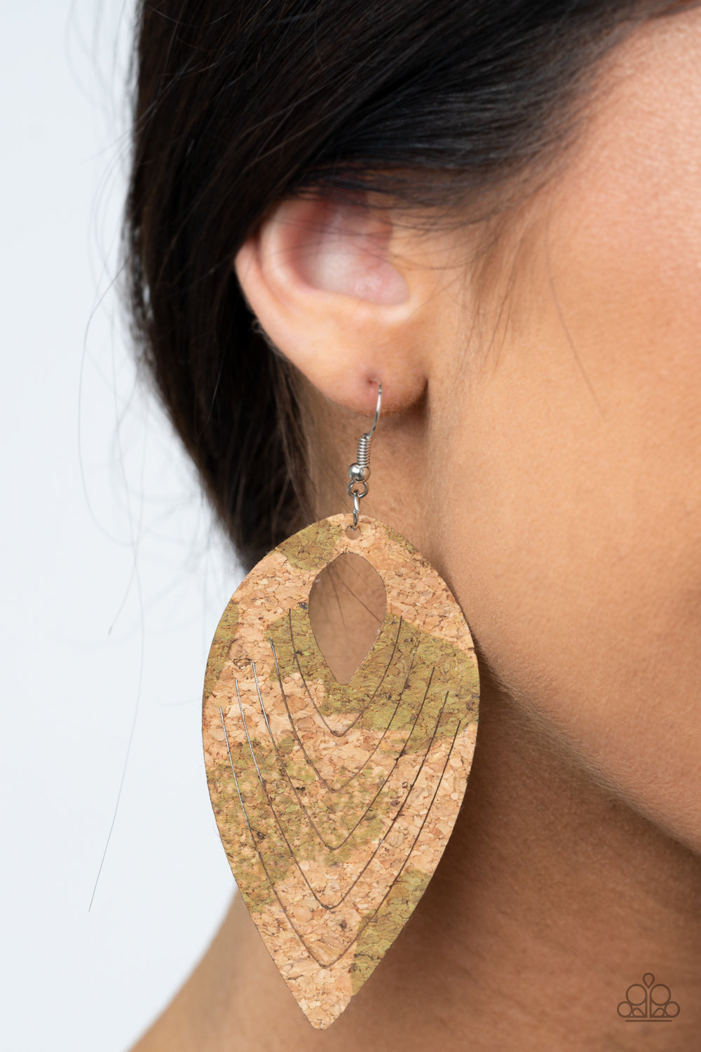 Paparazzi Earrings - Cork Cabana - Green