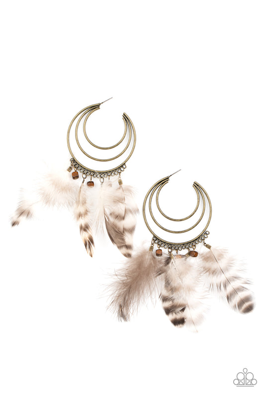 Paparazzi Earrings - Freely Free Bird - Brass